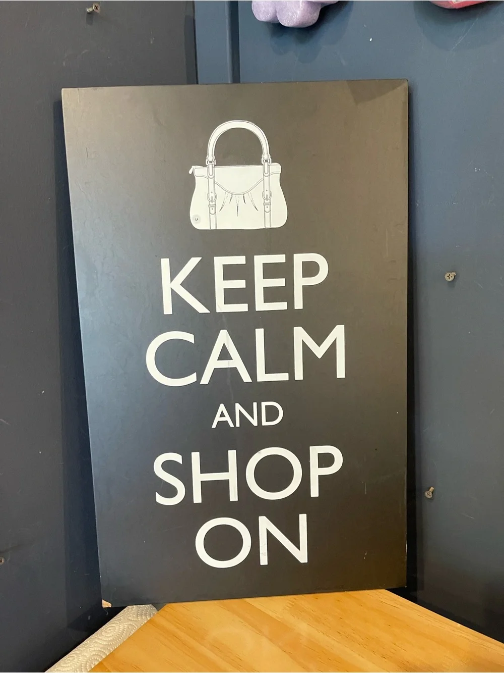 Keep Calm and Shop On Black Wall Art Sign